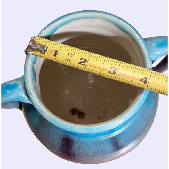 Vintage Pisgah Forest 2 handled Vase turquoise and maroon - Picture 11 of 12